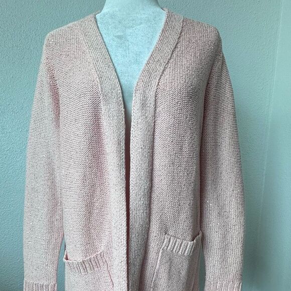 Isaac Mizrahi Live Pink Open Front Cardigan Metallic Pockets Sweater QVC M NEW - Picture 4 of 14